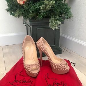 Christian Louboutin patent nude stud Lady Peep
